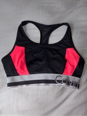 Calvin Klein Black Sports Bra with Hot Pink Panels